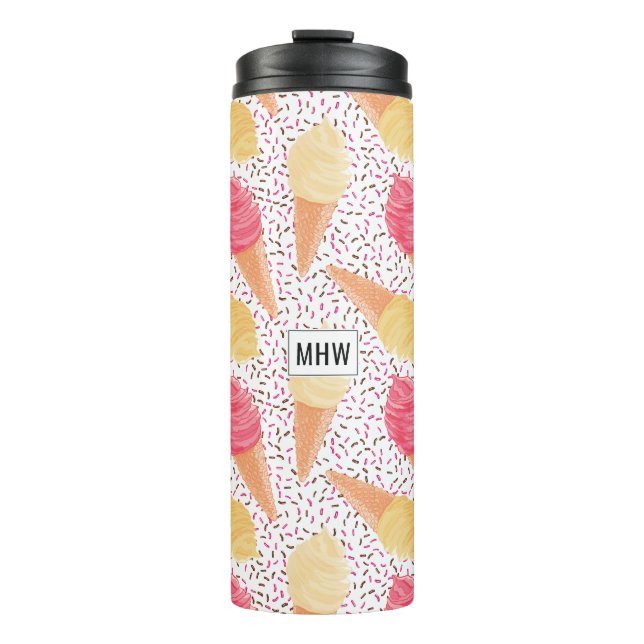 Ice Cream Pattern custom monogram tumbler (Front)