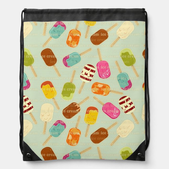 Ice Cream Pattern Drawstring Bag (Front)