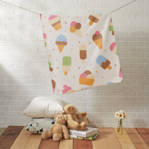 Ice Cream Pattern, Ice Cream Cone, Ice Popsicle Baby Blanket