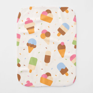 Ice Cream Pattern, Ice Cream Cone, Ice Popsicle Baby Burp Cloth