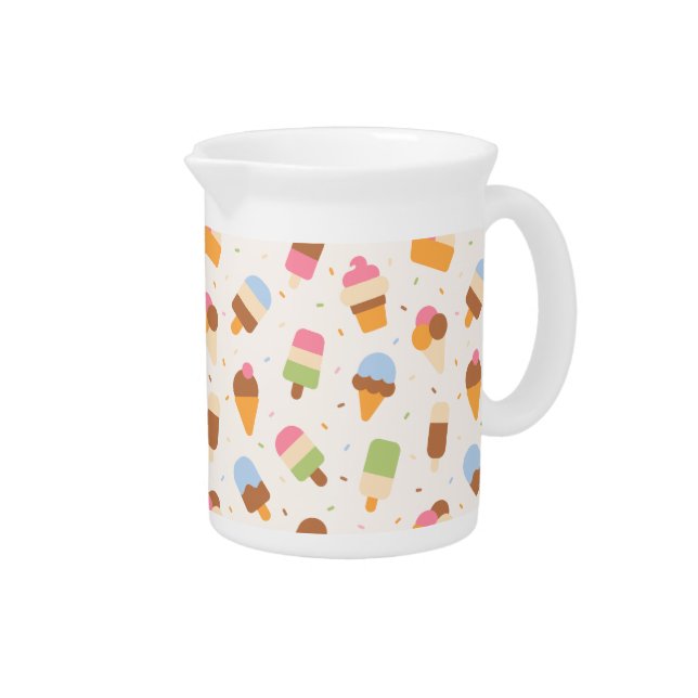 Ice Cream Pattern, Ice Cream Cone, Ice Popsicle Beverage Pitcher (Right)