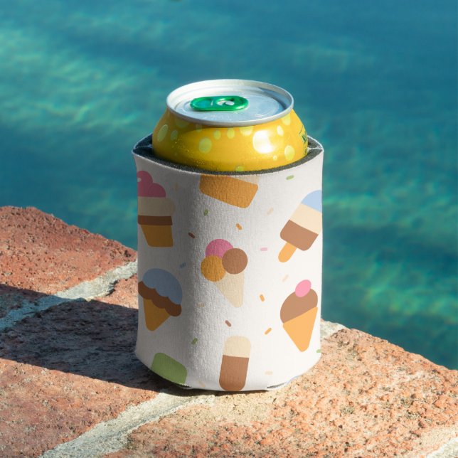 Ice Cream Pattern, Ice Cream Cone, Ice Popsicle Can Cooler (In Situ Pool)