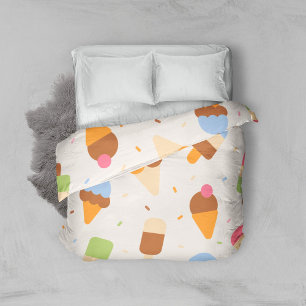 Ice Cream Pattern, Ice Cream Cone, Ice Popsicle Duvet Cover