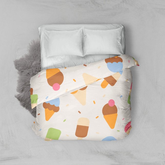 Ice Cream Pattern, Ice Cream Cone, Ice Popsicle Duvet Cover (Creator Uploaded)