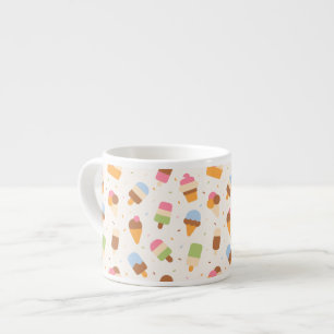 Ice Cream Pattern, Ice Cream Cone, Ice Popsicle Espresso Cup