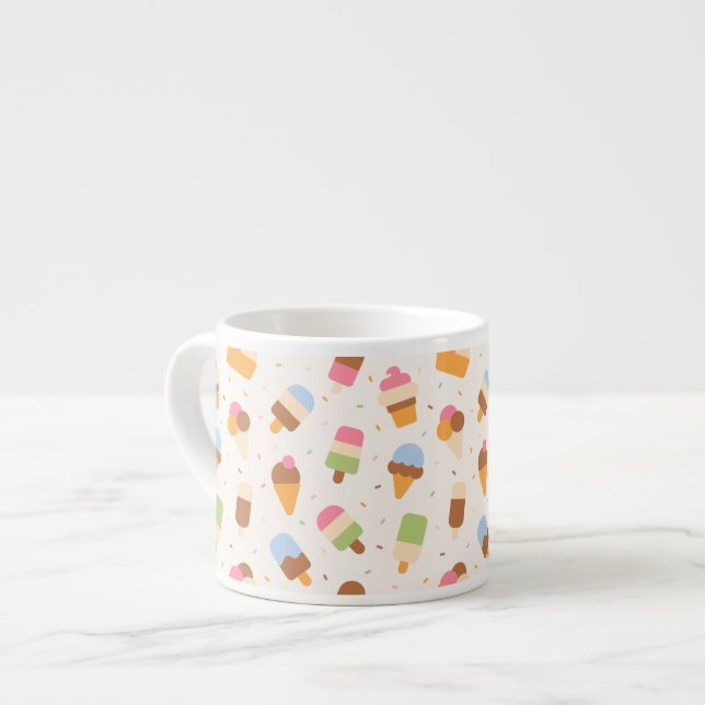 Ice Cream Pattern, Ice Cream Cone, Ice Popsicle Espresso Cup (Front Left)