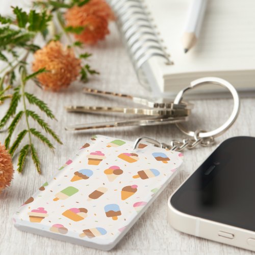 Ice Cream Pattern Ice Cream Cone Ice Popsicle Keychain