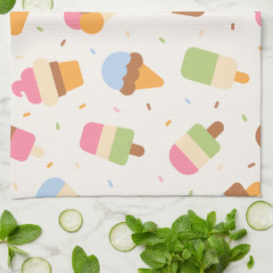 Ice Cream Pattern, Ice Cream Cone, Ice Popsicle Kitchen Towel