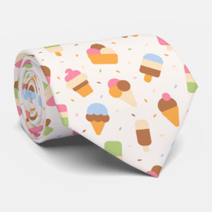 Ice Cream Pattern, Ice Cream Cone, Ice Popsicle Neck Tie