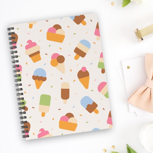 Ice Cream Pattern Ice Cream Cone Ice Popsicle Notebook