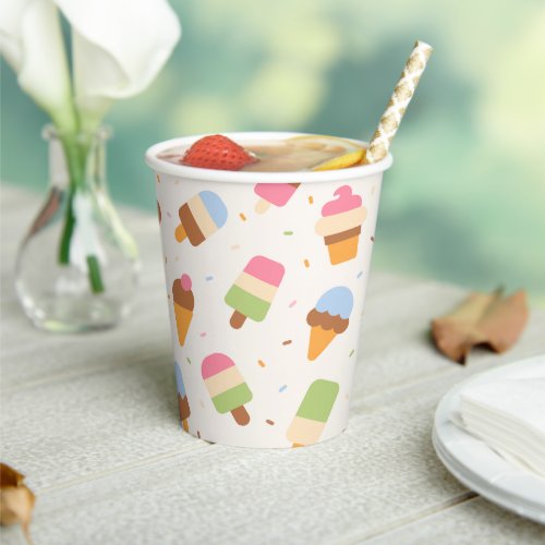 Ice Cream Pattern Ice Cream Cone Ice Popsicle Paper Cups