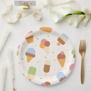Ice Cream Pattern, Ice Cream Cone, Ice Popsicle Paper Plates