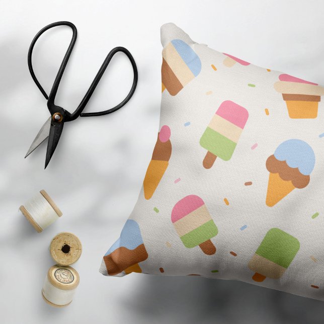 Ice Cream Pattern, Ice Cream Cone, Ice Popsicle Pillow Case (Creator Uploaded)
