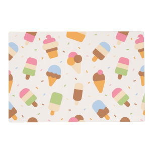 Ice Cream Pattern, Ice Cream Cone, Ice Popsicle Placemat