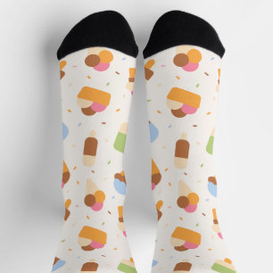 Ice Cream Pattern, Ice Cream Cone, Ice Popsicle Socks