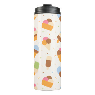 Ice Cream Pattern, Ice Cream Cone, Ice Popsicle Thermal Tumbler