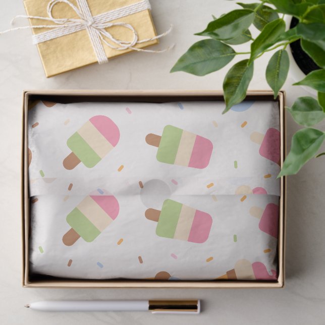 Ice Cream Pattern, Ice Cream Cone, Ice Popsicle Tissue Paper (Gift)