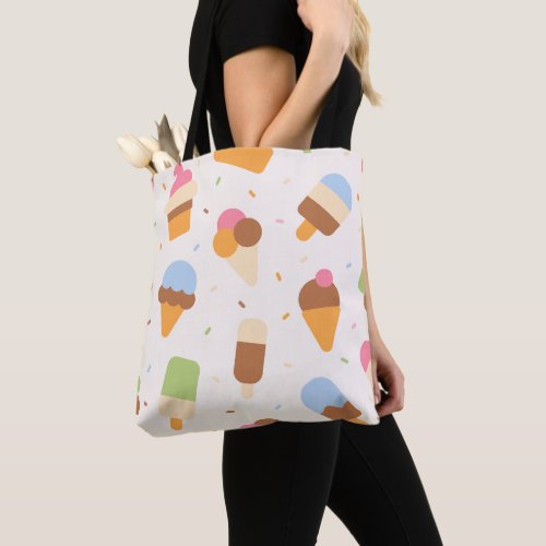 Ice Cream Pattern Ice Cream Cone Ice Popsicle Tote Bag