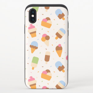 Ice Cream Pattern, Ice Cream Cone, Ice Popsicle iPhone X Slider Case