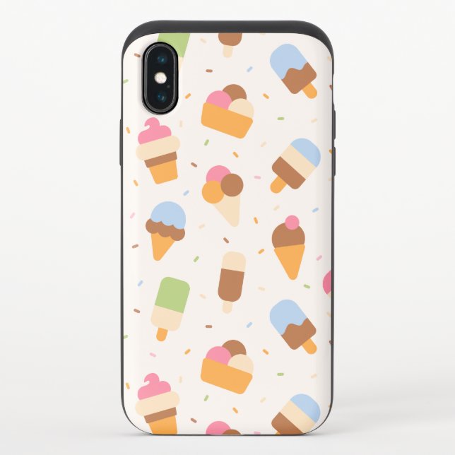 Ice Cream Pattern, Ice Cream Cone, Ice Popsicle Uncommon iPhone Case (Back)