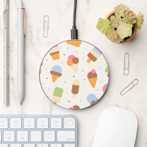 Ice Cream Pattern Ice Cream Cone Ice Popsicle Wireless Charger