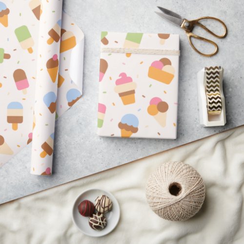 Ice Cream Pattern Ice Cream Cone Ice Popsicle Wrapping Paper