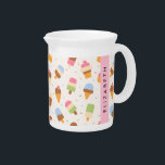 Ice Cream Pattern, Ice Cream Cone, Your Name Beverage Pitcher<br><div class="desc">Cute,  fun and adorable pattern with ice creams and sprinkles. Modern and trendy gift,  perfect for the ice cream lover in your life. Personalize by adding your name,  nickname,  monogram or initials.</div>