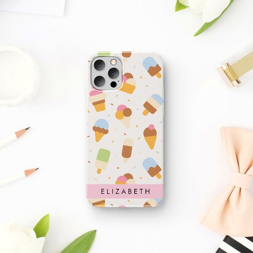 Ice Cream Pattern Ice Cream Cone Your Name iPhone 12 Pro Case