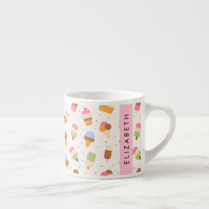 Ice Cream Pattern, Ice Cream Cone, Your Name Espresso Cup