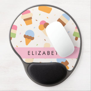 Ice Cream Pattern, Ice Cream Cone, Your Name Gel Mouse Pad