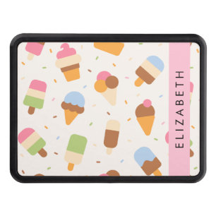 Ice Cream Pattern, Ice Cream Cone, Your Name Hitch Cover