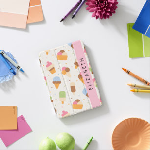 Ice Cream Pattern, Ice Cream Cone, Your Name iPad Mini Cover
