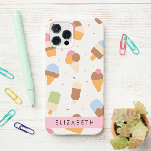 Ice Cream Pattern Ice Cream Cone Your Name iPhone 12 Pro Case