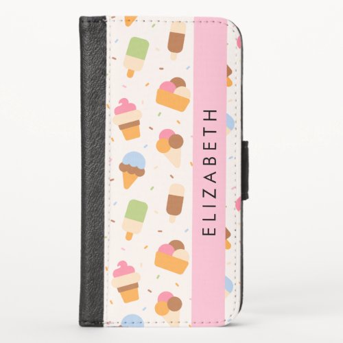 Ice Cream Pattern Ice Cream Cone Your Name iPhone X Wallet Case