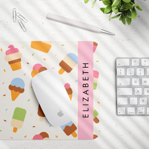 Ice Cream Pattern, Ice Cream Cone, Your Name Mouse Pad