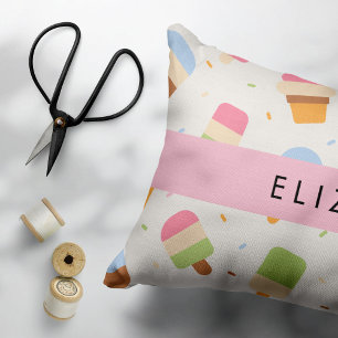 Ice Cream Pattern, Ice Cream Cone, Your Name Pillow Case
