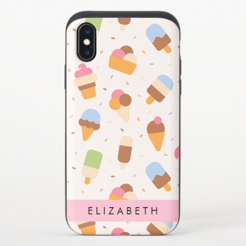 Ice Cream Pattern Ice Cream Cone Your Name iPhone X Slider Case