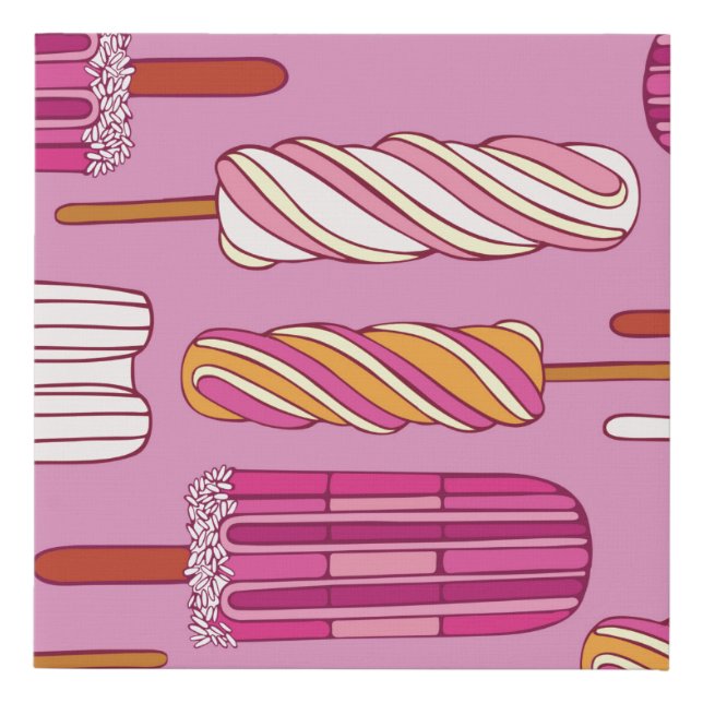 Ice cream pattern,illustration.  faux canvas print (Front)