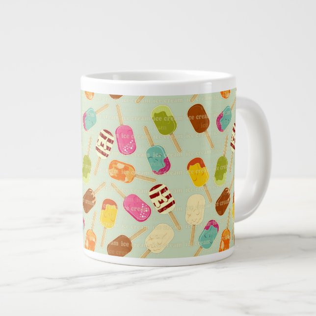 Ice Cream Pattern Large Coffee Mug (Front Right)