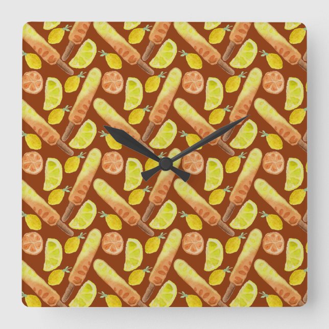 Ice cream pattern | Lollies pattern | lollipop 11 Square Wall Clock (Front)