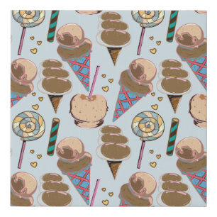 Ice cream pattern Lollies pattern lollipop 25 Faux Canvas Print