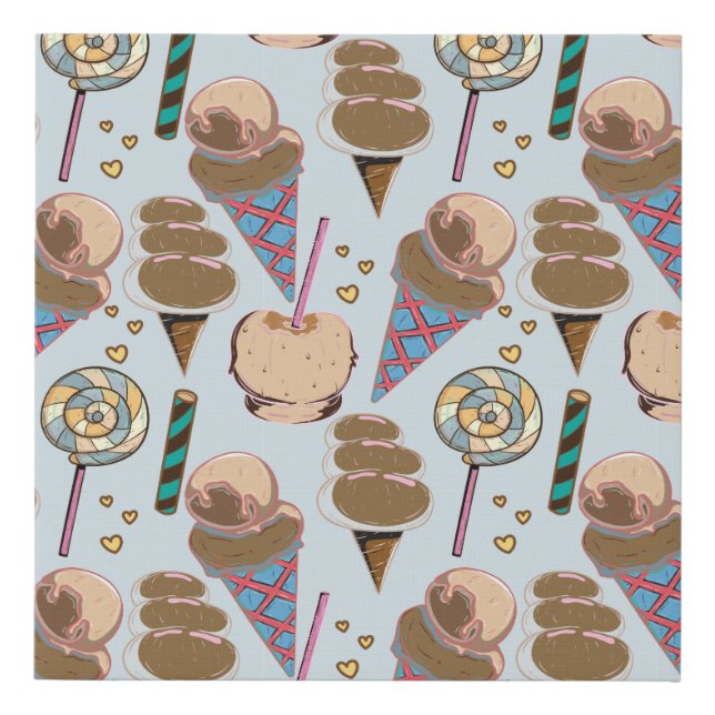 Ice cream pattern | Lollies pattern | lollipop 25 Faux Canvas Print (Front)