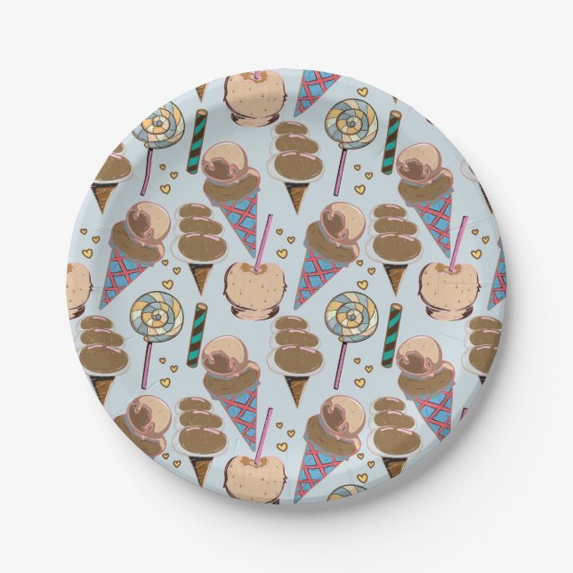 Ice cream pattern | Lollies pattern | lollipop 25 Paper Plates (Front)