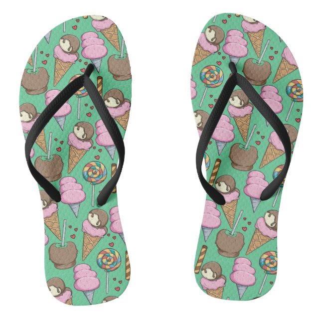 Ice cream pattern | Lollies pattern | lollipop 29 Flip Flops (Footbed)