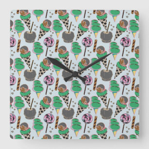 Ice cream pattern Lollies pattern lollipop 30 Square Wall Clock