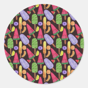 Ice cream pattern   Lollies pattern   lollipop 4 Classic Round Sticker