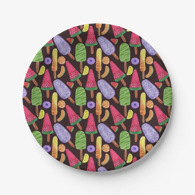 Ice cream pattern | Lollies pattern | lollipop 4 Paper Plates (Front)