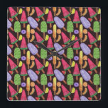 Ice cream pattern | Lollies pattern | lollipop 4 Square Wall Clock<br><div class="desc">Dessert pattern for candy lover who loves ice cream, popsicles, donuts, chocolates, Cupcake, and Gelato. It is the perfect pattern for summer and beach. It is perfect for kids. It can be also given as a birthday gift to your best friend, boyfriend, girlfriend, son, or daughter who also loves desserts....</div>