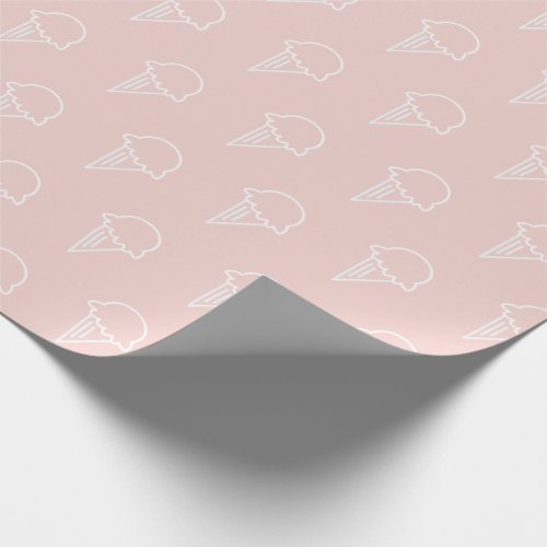Ice Cream Pattern Modern Pink Wrapping Paper