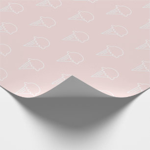 Ice Cream Pattern Modern Pink Wrapping Paper